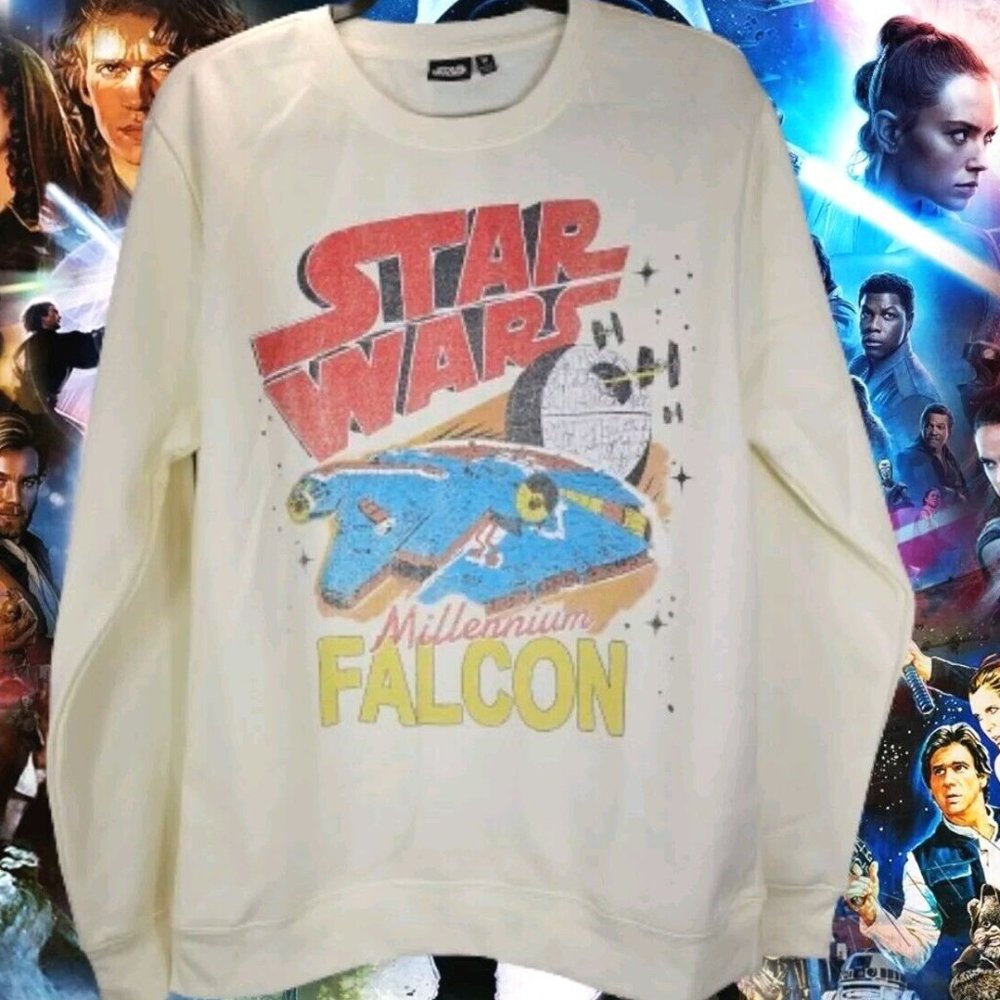Star Wars Millennium Falcon Death StarPullover Fleece Sweatshirt Men'sSize M-NEW